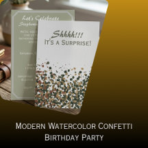 Modern Watercolor Confetti Birthday Party