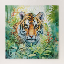 Beautiful Watercolor Jungle Adventure Jigsaw Puzzl