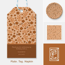 Brown Ditsy Floral Party Set | Fall Party Supplies