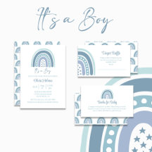 Boho Blue Rainbow Baby Shower Collection