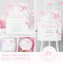 Snowflake Pink Bow Baby Shower