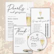 Pearls And Prosecco Greenery Elegant Bridal Shower