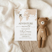 Adventure Awaits World Map Baby Shower Collection