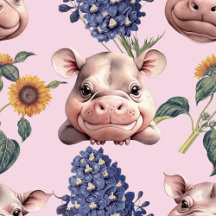 Cheerful Pygmy Hippo & Floral Home Collection
