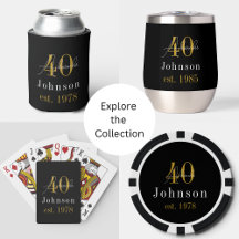 Personalized 40th Birthday Black Gold Gift Ideas