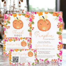 Floral Fall cute little pumpkin baby shower