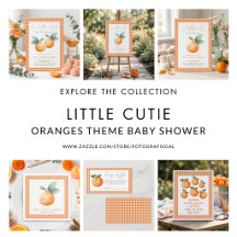 Little Cutie Orange Gingham Baby Shower