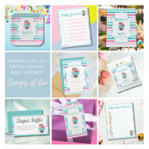 Watercolor Ice Cream Sundae Baby Shower 