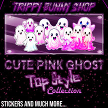Cute Pink Ghost: Top Style (Stickers Set)