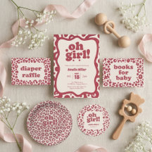 Modern Pink Leopard   Wild One Girl Baby Shower