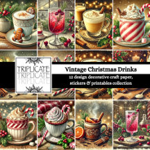 Vintage Christmas Drinks Scrapbooking Supplies