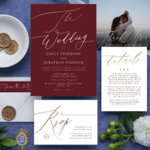 Burgundy & Gold Fall Calligraphy Collection