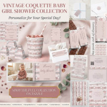 Vintage Coquette Dusty Pink  Grey Baby Girl Shower