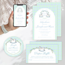 Blue green rocking horse boho baby boy shower