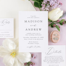 Modern Elegant Script Letterpress Wedding Suite