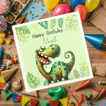 Green Dinosaur Birthday Invitation & Party Decor
