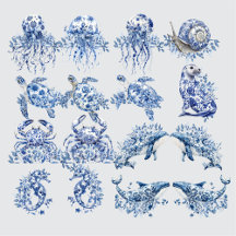 Vintage Inspired Blue & White Delft Illustrations 