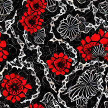 Red Flowers and Black Lace Pattern
