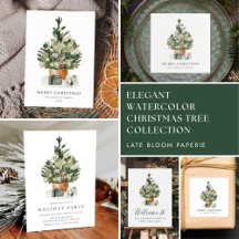 Elegant Watercolor Christmas Tree Collection