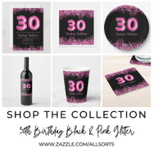 Glam Black & Pink 30th Birthday Party Collection