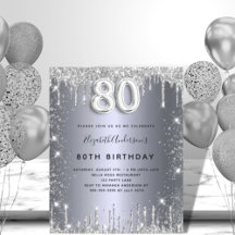 80th birthday - silver glitter (dark)