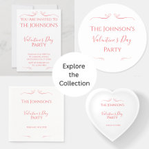 Valentines Day Party Minimal Pink Red