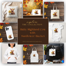 Baby Highland Cow with Sunflower Bucket