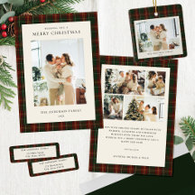 Minimalist Classic Green Plaid Christmas Holiday
