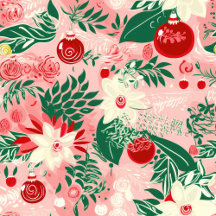 Pink Red Green Joy Love Peace Christmas Florals