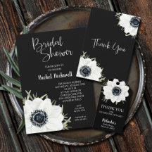 BLACK AND WHITE FLORAL BRIDAL SHOWER COLLECTION