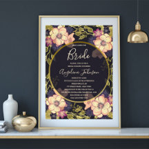 Rustic Chic Black Pink and Gold Floral Wedding