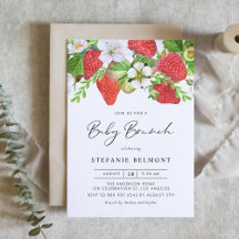 Watercolor Strawberries Botanical Baby Shower