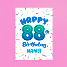 Balloon Numbers Birthday Card Age 80-89