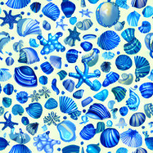 Blue Sea Shells Ocean Pattern