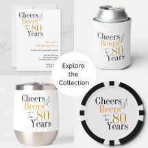 80th Birthday Party Cheers and Beers Minimal Party