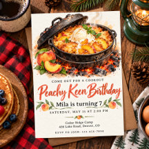 Watercolor Camping Birthday Rustic Campfire BBQ