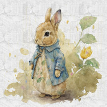 vintage peter rabbit with flowers