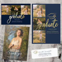 Graduation 2026 Navy Blue Invite and Announcements