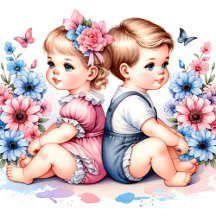 It's Twins! Girl and Boy Baby Shower 