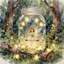 Fairy on Swing in Enchanted Forest