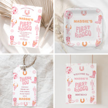 Retro Pink Orange First Rodeo 1st Birthday Decor