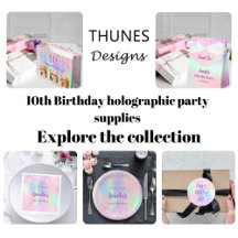 10th birthday holographic party supplies