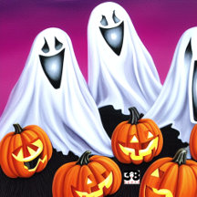 Halloween Ghosts and Pumpkins