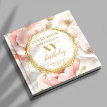 Blush Ivory Gold Birthday Guest Books Sign-In #15B
