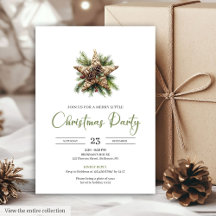 Boho neutral earthy Christmas invitations #11B