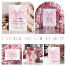 Soft Blush Pink Watercolor Bow Baby Shower