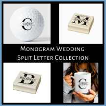 Monogram Wedding Split Letter Classy Black Name