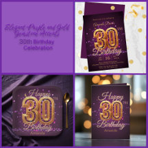 Elegant Purple and Gold Gemstone 30th Birthday