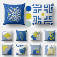 Royal Blue & Yellow Boho Pillow