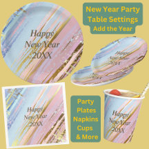 Abstract Pink Blue Gold Happy New Year 20xx 